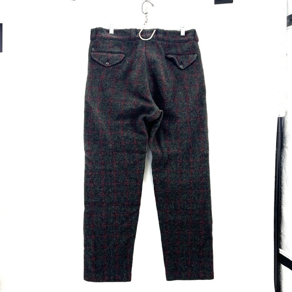 VINTAGE JOHNSON WOOLEN GRAY STRIPED HEAVY WOOL PANTS Sz 37 X 31.5 Thick - Picture 6 of 14